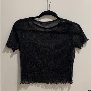 Brandy Melville black glittery mesh shirt
